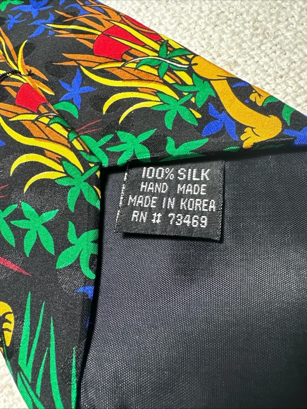 Disney Jungle Animal Print Tie in Green, Blue, Yellow, Red, Black 100% Silk